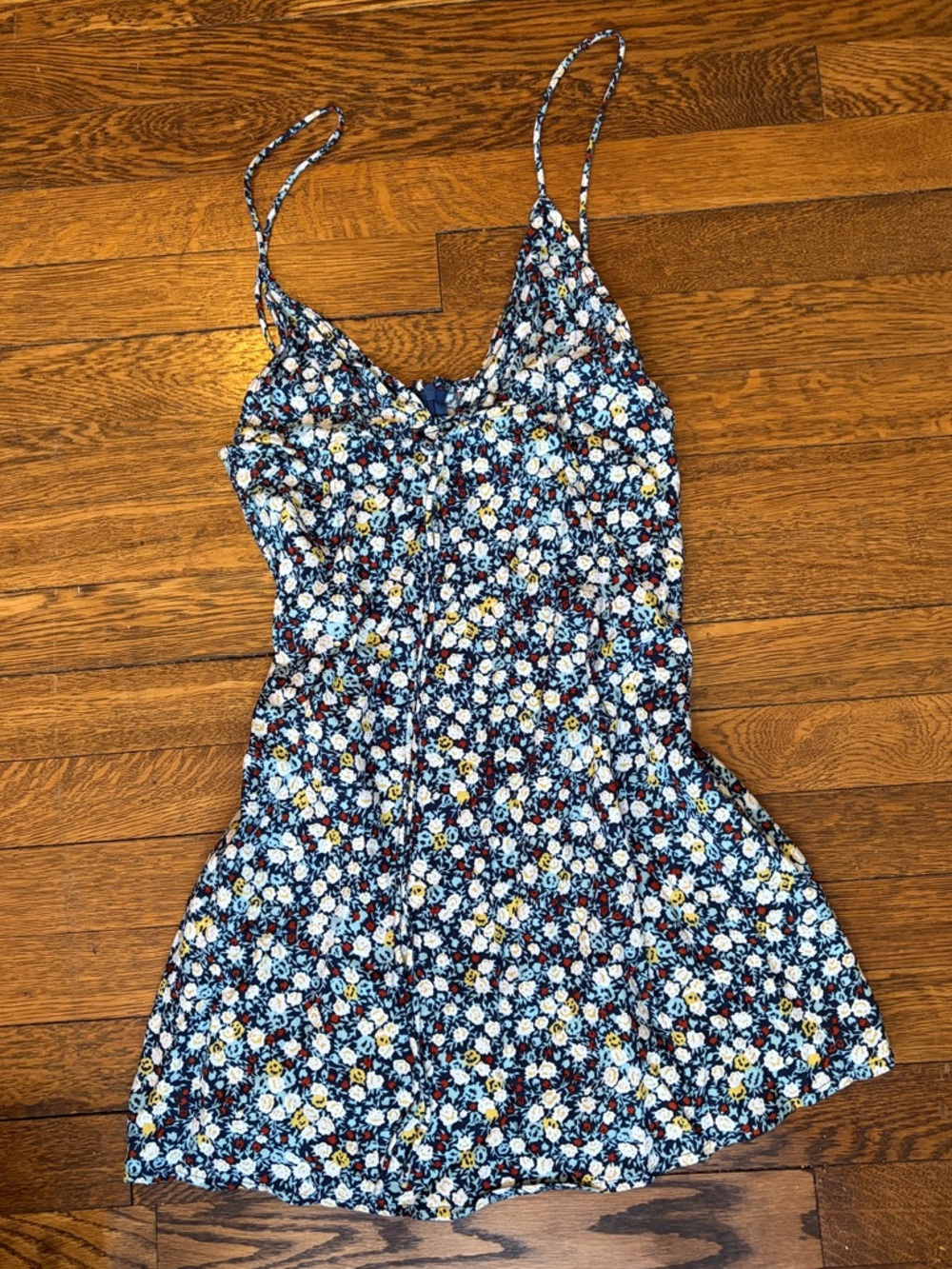 Motel Rocks Navy Floral Spaghetti-Strap Romper